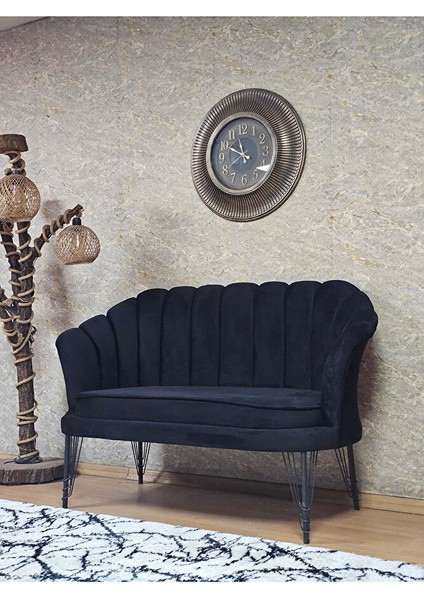 Ikili Istiridye Siyah Boyalı Telli Ayak Çay Seti Koltuk Tekli Berjer , Ikili Berjer Koltuk Siyah Renk 110 x 48 Boyut/ebat modelleri