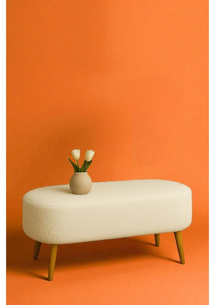 Rustika Teddy Kumaş Puf Bench Koltuk Tabure 34 x 90 x 42 cm Ahşap Ayak Metal Bağlantı modelleri