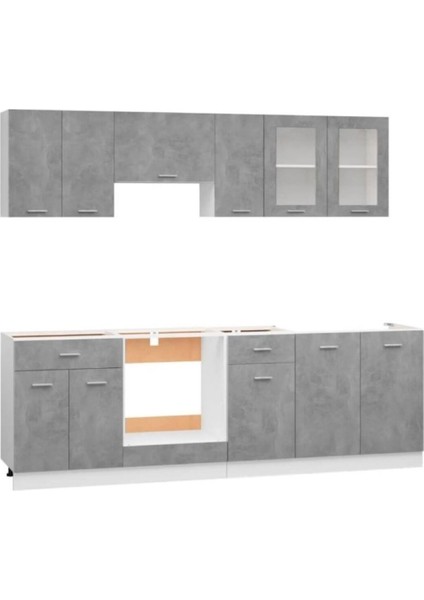 Tuana Mutfak 210 cm Tezgah Dahil - Beton Görünümlü Kapak fiyatları