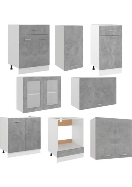 Tuana Mutfak 210 cm Tezgah Dahil - Beton Görünümlü Kapak modelleri