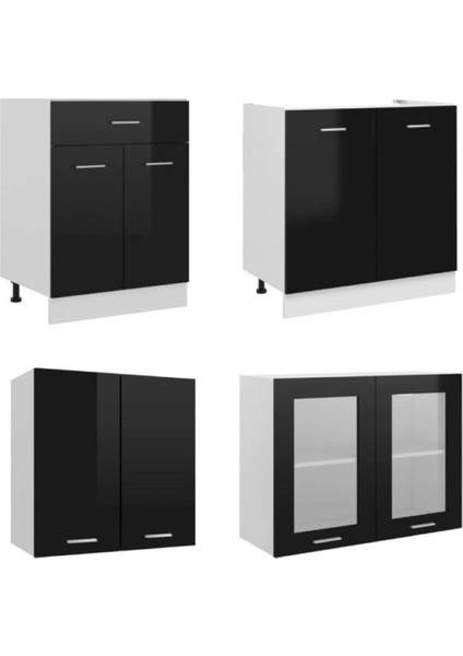 Efsun Mutfak 140 cm Tezgah Dahil - Parlak Kapak Siyah fırsatları