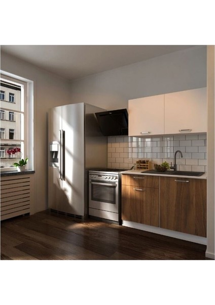 Adel Hazır Mutfak Dolabı 120 cm Tezgah Dahil - Ceviz Beyaz