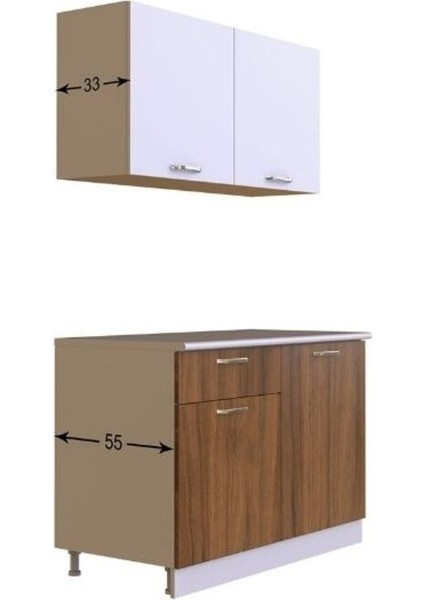 Adel Hazır Mutfak Dolabı 120 cm Tezgah Dahil - Ceviz Beyaz fırsatları