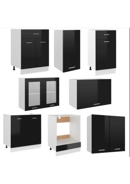 Tuana Mutfak 210 cm Tezgah Dahil-Parlak Kapak Siyah modelleri