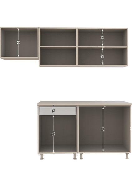 Meriç Hazır Mutfak Dolabı 200 cm – Ceviz-Beyaz – Tezgah Dahil indirimleri