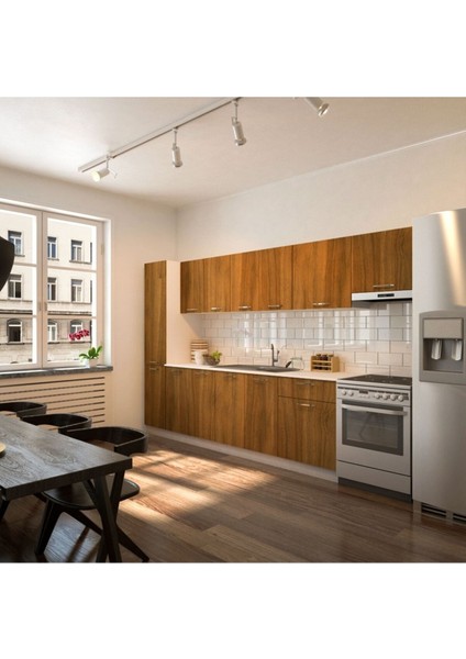 Yasmnne Hazır Mutfak Dolabı Kiler Dahil 320CM–CEVIZ– Tezgah Dahil fiyatları