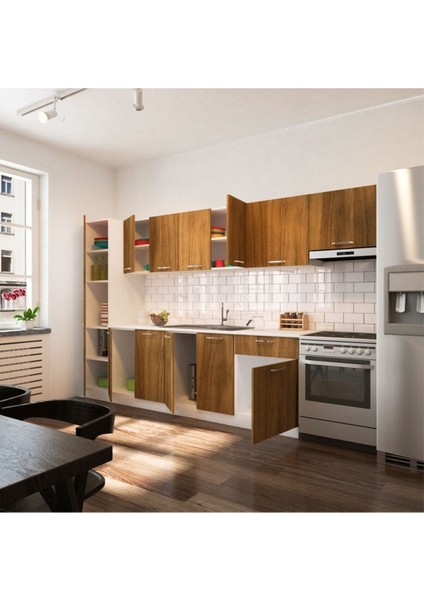 Yasmnne Hazır Mutfak Dolabı Kiler Dahil 320CM–CEVIZ– Tezgah Dahil modelleri