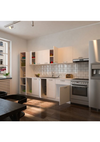 Turna Hazır Mutfak Dolabı Kiler Dahil 320CM-BEYAZ- Tezgah Dahil fırsatları