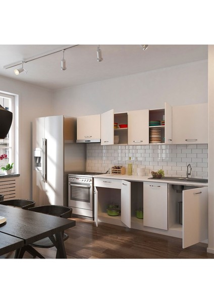 Nihal Hazır Mutfak Dolabı 260 cm – Tezgah Dahil - Beyaz fiyatları