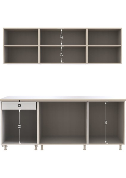 Senem Hazır Mutfak Dolabı 200 cm - Safir Meşe Beyaz- Tezgah Dahil indirimleri