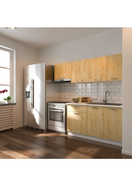 Ipek Hazır Mutfak Dolabı 200 cm – Safir Meşe – Tezgah Dahil