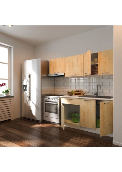 Ipek Hazır Mutfak Dolabı 200 cm – Safir Meşe – Tezgah Dahil fiyatları