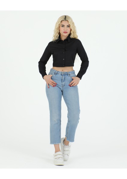 Lastikli Crop Gömlek Siyah fiyatları