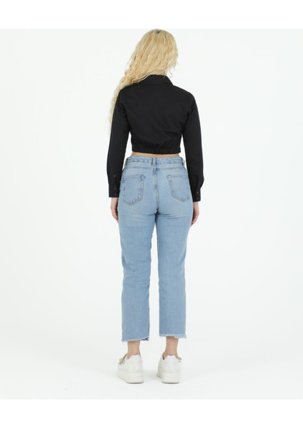 Lastikli Crop Gömlek Siyah indirimleri