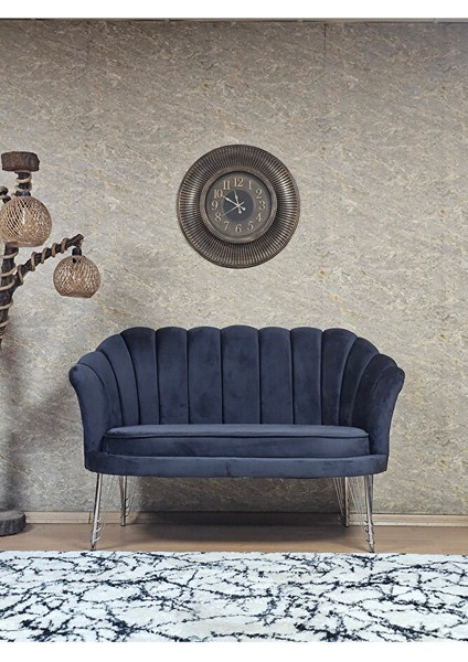 Ikili Istiridye Krom Kaplama Telli Ayak Çay Seti Koltuk Tekli Berjer , Ikili Berjer Koltuk Füme Renk 110 x 48 Boyut/ebat