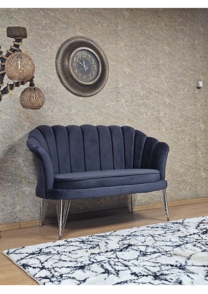 Ikili Istiridye Krom Kaplama Telli Ayak Çay Seti Koltuk Tekli Berjer , Ikili Berjer Koltuk Füme Renk 110 x 48 Boyut/ebat fiyatları