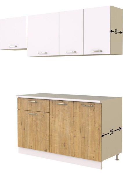 Melodi Hazır Mutfak Dolabı 200 cm –safir Meşe-Beyaz– Tezgah Dahil fırsatları