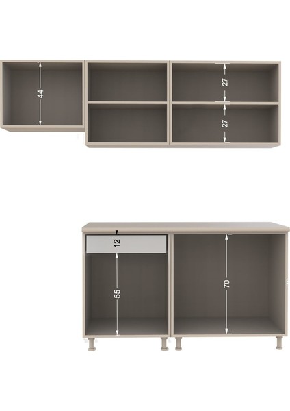 Melodi Hazır Mutfak Dolabı 200 cm –safir Meşe-Beyaz– Tezgah Dahil indirimleri