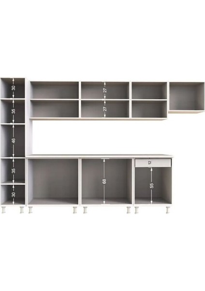 Sıla Hazır Mutfak Dolabı Kiler Dahil 320 cm – Parlak Mürdüm - Tezgah Dahil fırsatları