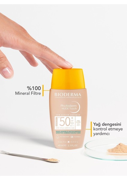 Photoderm Nude Touch SPF50+ Very Light Karma Yağlı Ciltler Kapatıcı Etkili Renkli Güneş Kremi 40 ml fırsatları