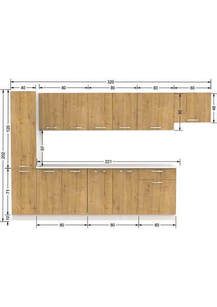 Arzu Hazır Mutfak Dolabı Kiler Dahil 320 cm - Tezgah Dahil modelleri