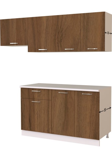 Hazır Mutfak Dolabı 200 cm Tezgah Dahil - Ceviz Beyaz modelleri