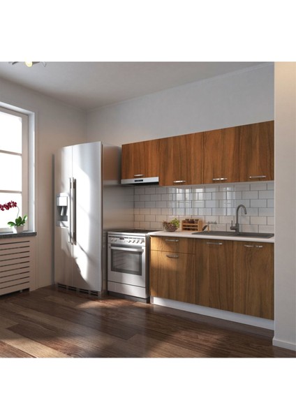 Hazır Mutfak Dolabı 200 cm Tezgah Dahil - Ceviz Beyaz indirimleri