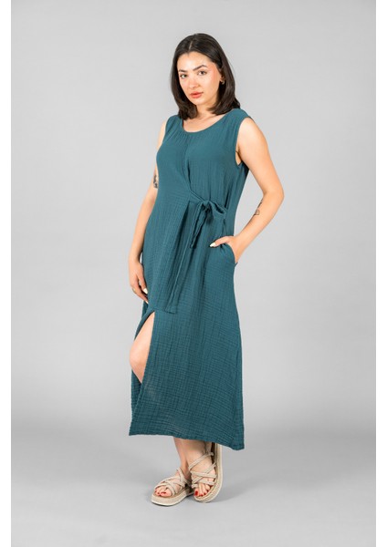 Müslin Kadın Önden Bağlamalı Elbise