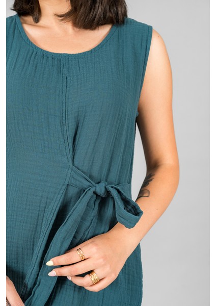 Müslin Kadın Önden Bağlamalı Elbise