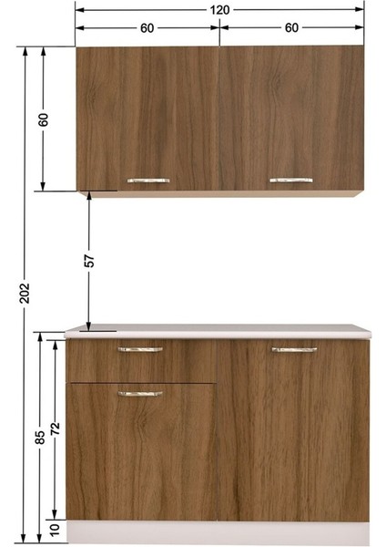 Selena Hazır Mutfak Dolabı 120 cm - Tezgah Dahil - Ceviz modelleri