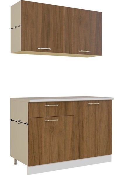 Selena Hazır Mutfak Dolabı 120 cm - Tezgah Dahil - Ceviz fırsatları