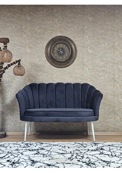 Ikili Istiridye Beyaz Boyalı Sivriltme Ayak Çay Seti Koltuk Tekli Berjer , Ikili Berjer Koltuk Füme Renk 110 x 48 Boyut/ebat