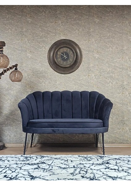 Ikili Istiridye Siyah Boyalı Telli Ayak Çay Seti Koltuk Tekli Berjer , Ikili Berjer Koltuk Füme Renk 110 x 48 Boyut/ebat