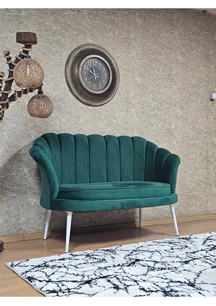 Ikili Istiridye Beyaz Boyalı Sivriltme Ayak Çay Seti Koltuk Tekli Berjer , Ikili Berjer Koltuk Yeşil Renk 110 x 48 Boyut/ebat fiyatları