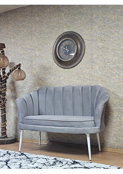 Ikili Istiridye Beyaz Boyalı Sivriltme Ayak Çay Seti Koltuk Tekli Berjer , Ikili Berjer Koltuk Gri Renk 110 x 48 Boyut/ebat modelleri