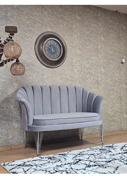 Ikili Istiridye Krom Kaplama Telli Ayak Çay Seti Koltuk Tekli Berjer , Ikili Berjer Koltuk Gri Renk 110 x 48 Boyut/ebat fiyatları