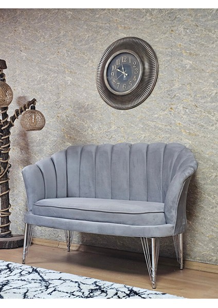 Ikili Istiridye Krom Kaplama Telli Ayak Çay Seti Koltuk Tekli Berjer , Ikili Berjer Koltuk Gri Renk 110 x 48 Boyut/ebat modelleri