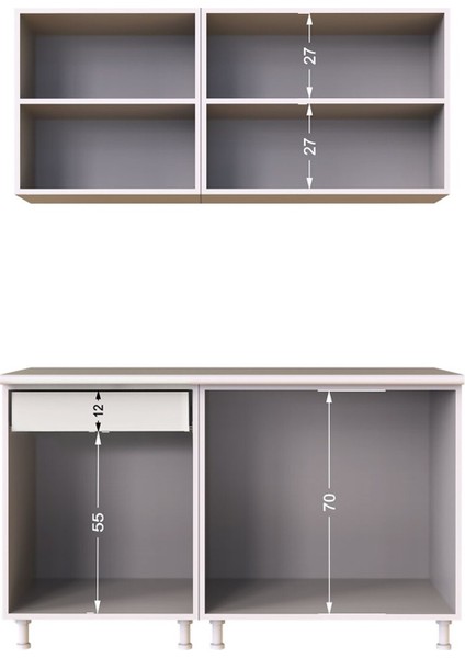 Esin Hazır Mutfak Dolabı 140 cm -Tezgah Dahil - Parlak Beyaz indirimleri