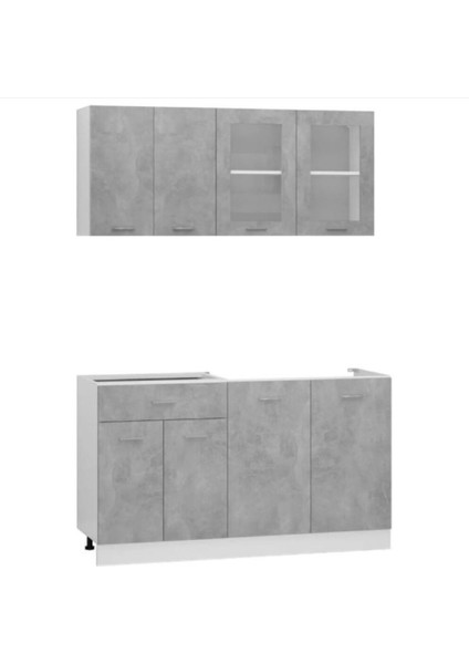 Efsun Mutfak 140 cm Tezgah Dahil Beton Görünümlü - Cam Kapak fiyatları