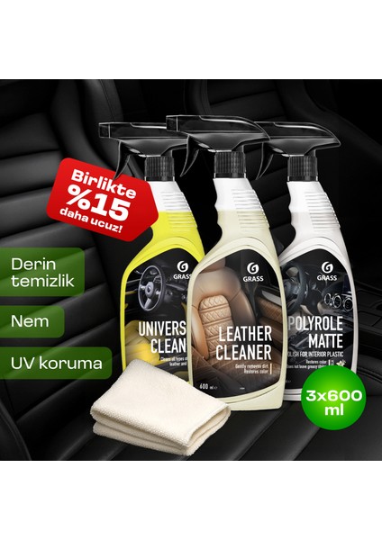 Premium Oto Iç Detaycing Seti | 4'lü Komple Çözüm | Temizlik, Parlatma, Deri Bakım