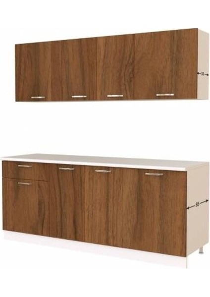 Petek Hazır Mutfak Dolabı - 200 cm - Ceviz - Tezgah Dahil modelleri