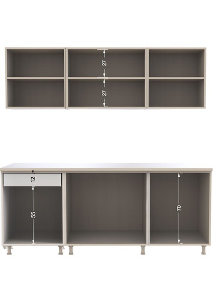 Petek Hazır Mutfak Dolabı - 200 cm - Ceviz - Tezgah Dahil fırsatları