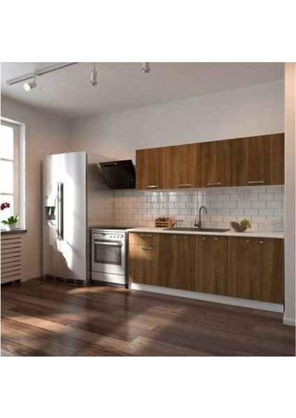 Petek Hazır Mutfak Dolabı - 200 cm - Ceviz - Tezgah Dahil indirimleri