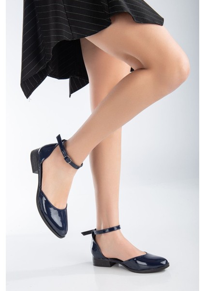 MaskButik Tilda Kısa Topuk Rugan Ayakkabı Lacivert