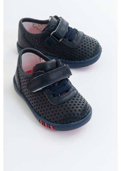 Unisex Çocuk Lacivert Deri Ortopedik Destekli İlk Adım Ayakkabı