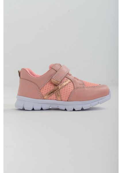 Unisex Çocuk Pudra Deri Ortopedik Destekli Spor Ayakkabı