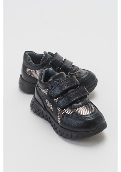 Kız Çocuk Siyah Hakiki Deri Günlük Çocuk Ayakkabı