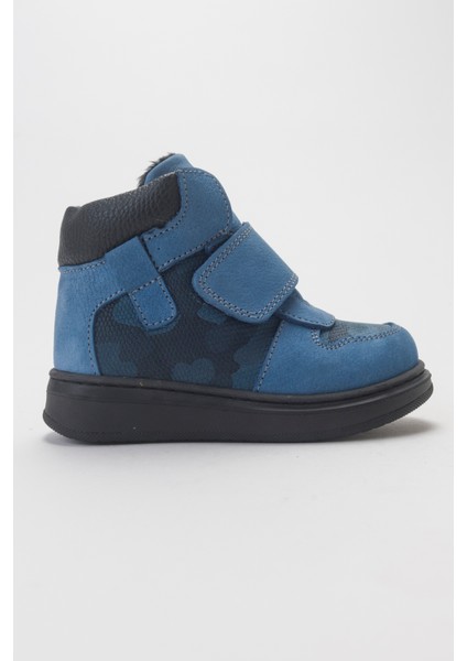 Erkek Çocuk Mavi Hakiki Deri Çocuk Bot