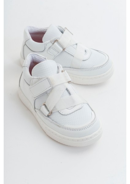Erkek Çocuk Beyaz Deri Ortopedik Destekli Çocuk Sneaker Ayakkabı
