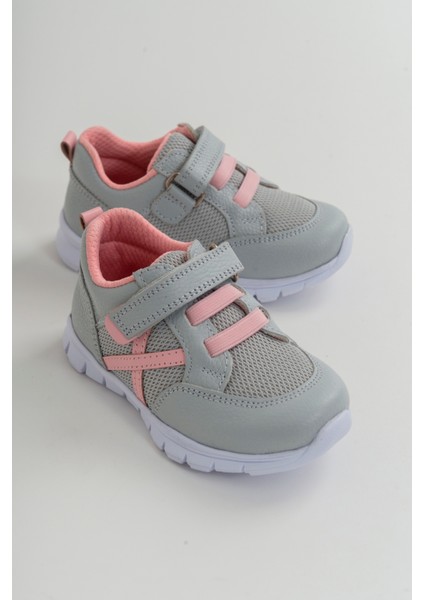 Unisex Çocuk Antrasit Deri Ortopedik Destekli Spor Ayakkabı